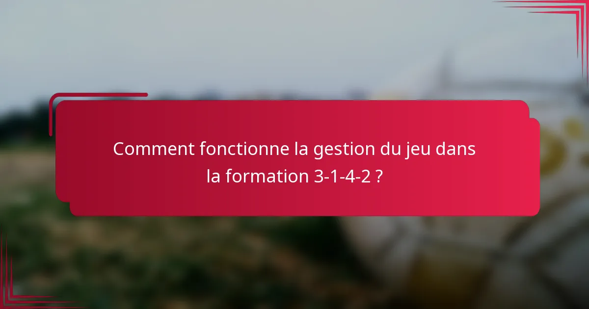 Comment fonctionne la gestion du jeu dans la formation 3-1-4-2 ?