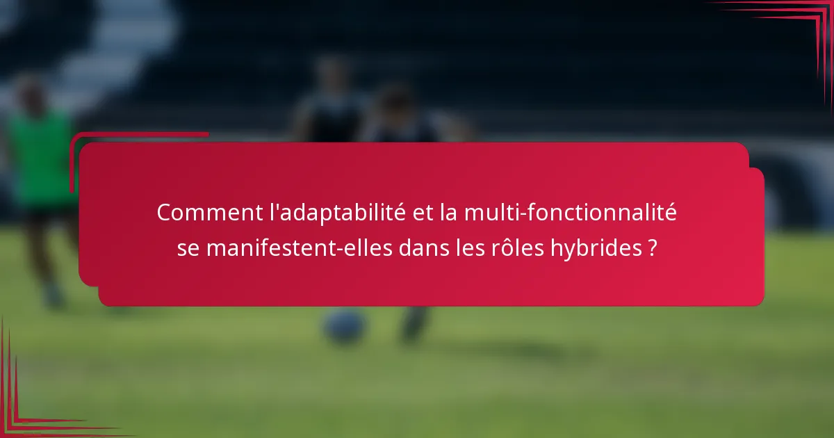 Comment l'adaptabilité et la multi-fonctionnalité se manifestent-elles dans les rôles hybrides ?