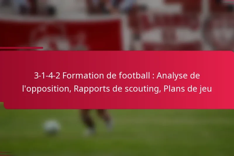 3-1-4-2 Formation de football : Analyse de l’opposition, Rapports de scouting, Plans de jeu