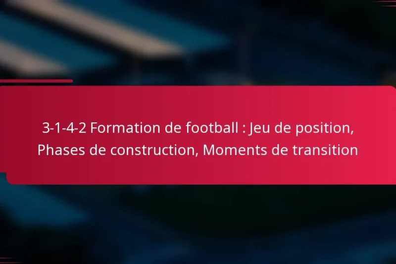3-1-4-2 Formation de football : Jeu de position, Phases de construction, Moments de transition