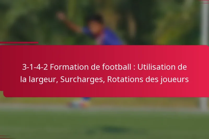 3-1-4-2 Formation de football : Utilisation de la largeur, Surcharges, Rotations des joueurs