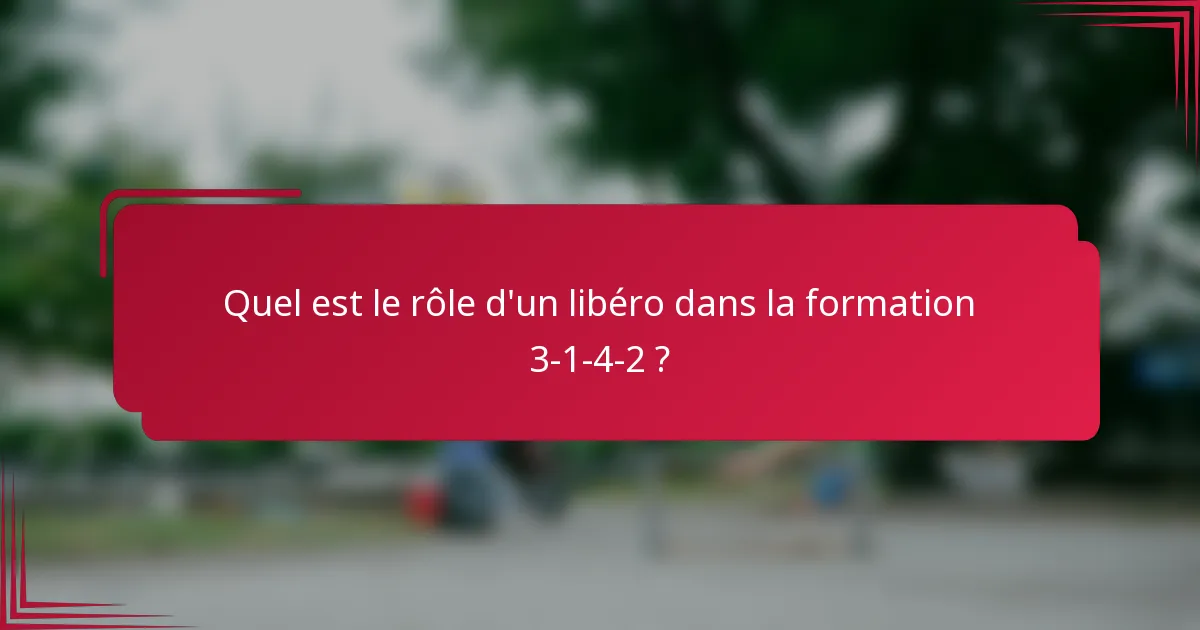 Quel est le rôle d'un libéro dans la formation 3-1-4-2 ?