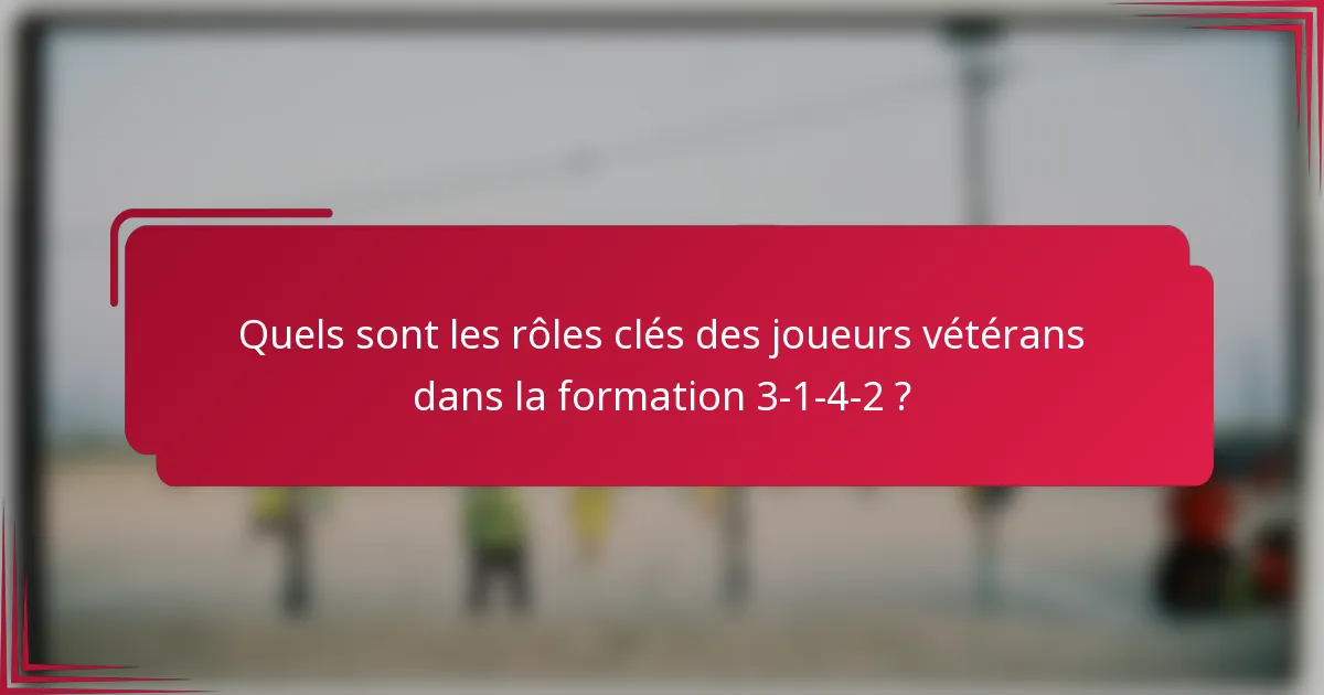 Quels sont les rôles clés des joueurs vétérans dans la formation 3-1-4-2 ?