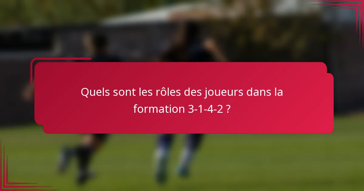 Quels sont les rôles des joueurs dans la formation 3-1-4-2 ?