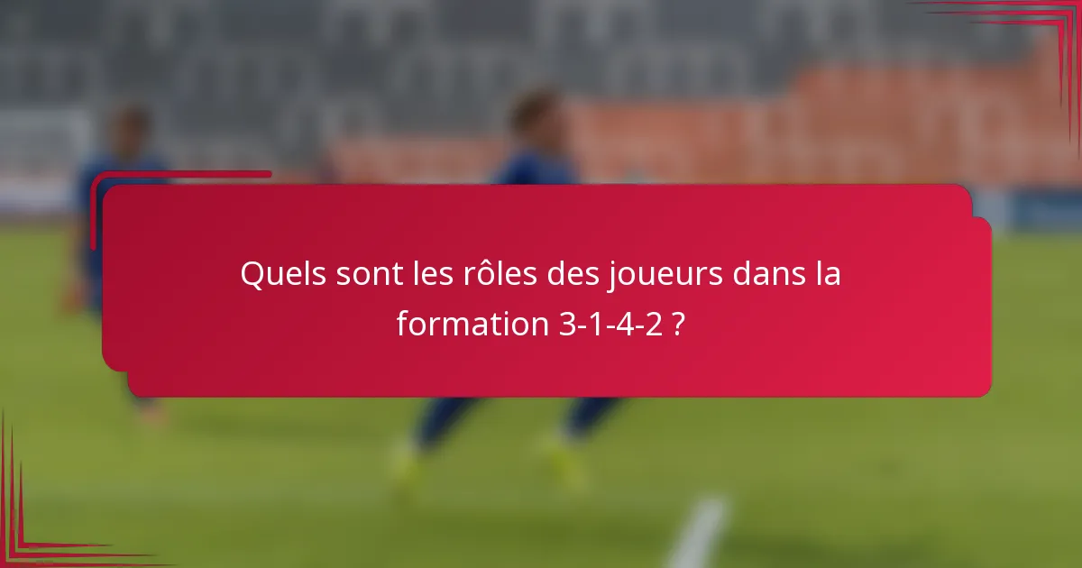 Quels sont les rôles des joueurs dans la formation 3-1-4-2 ?