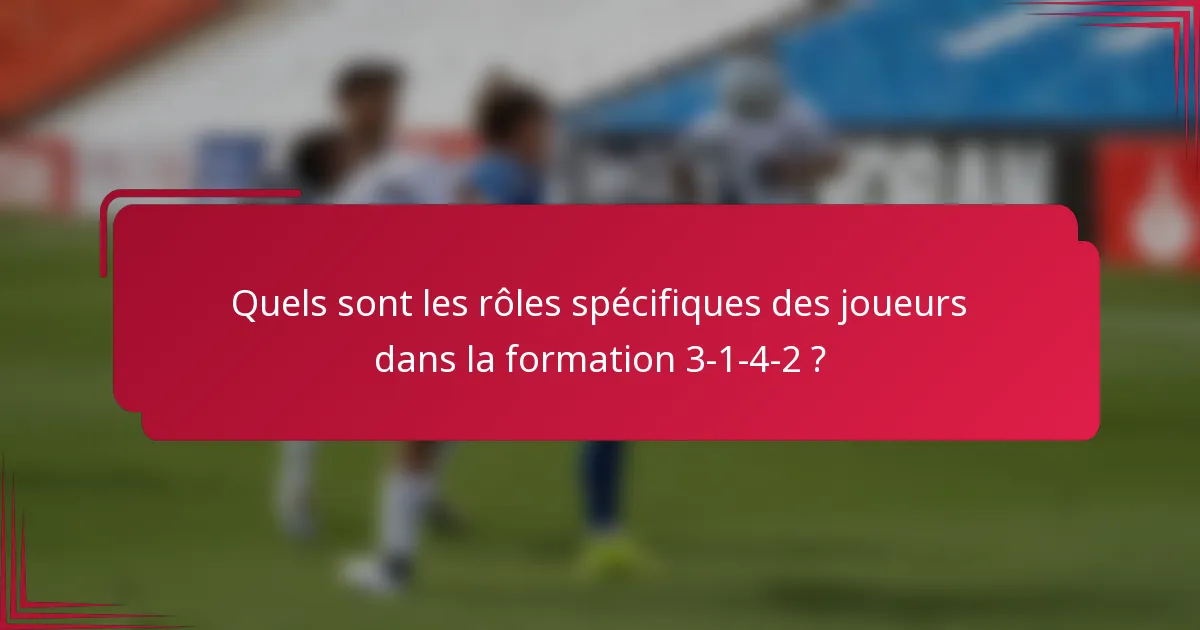 Quels sont les rôles spécifiques des joueurs dans la formation 3-1-4-2 ?