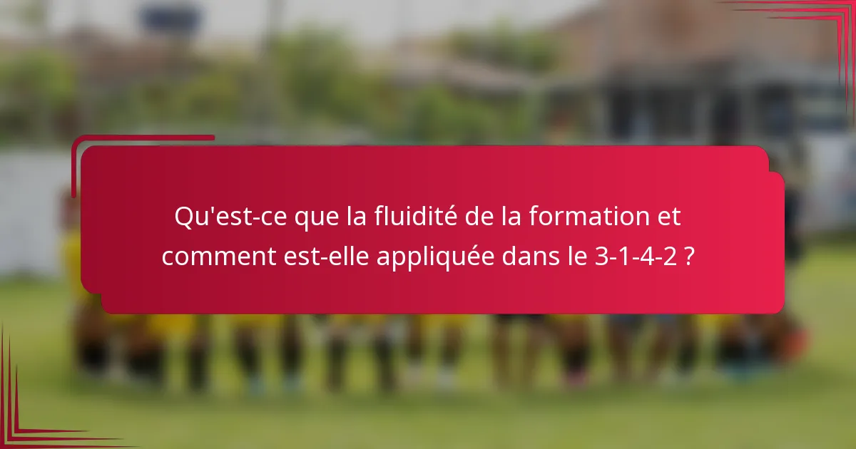 Qu'est-ce que la fluidité de la formation et comment est-elle appliquée dans le 3-1-4-2 ?